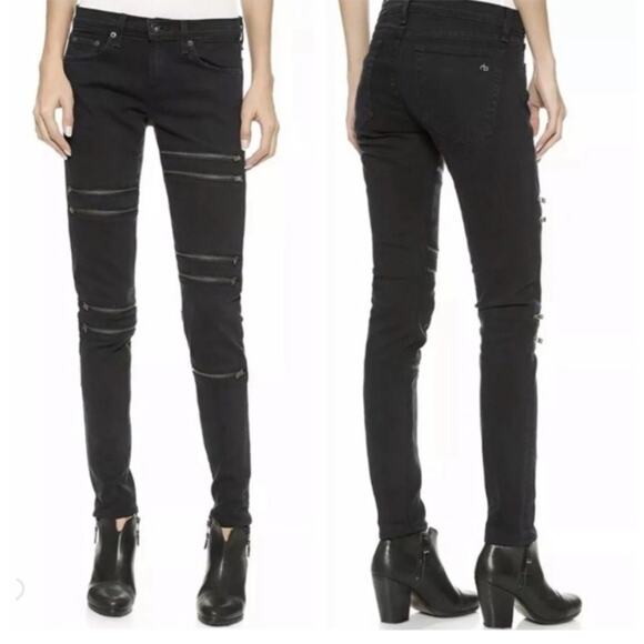 Rag & Bone Ordaz Jeans Aged Coal Skinny Zipper Size 25 - Picture 1 of 10